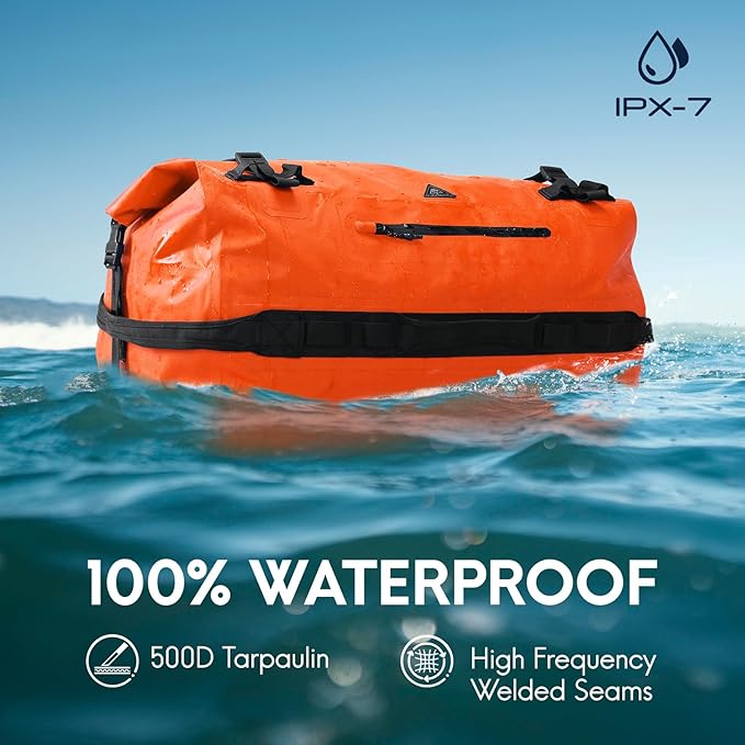 Haimont Large Waterproof Duffel Backpack Roll-Top Heavy Duty Dry Duffle Bag for Boating, Travel, Motorcycle, Kayaking, Camping, 60L