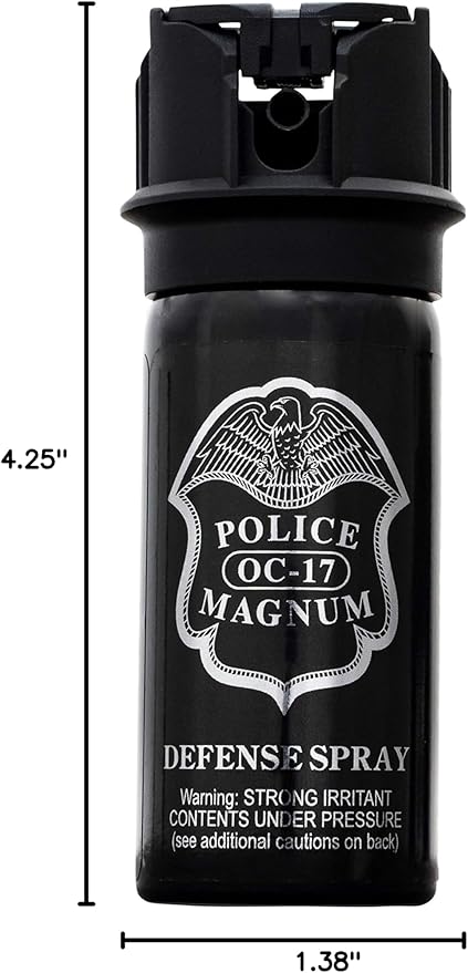 POLICE MAGNUM Pepper Spray Self Defense- Max Strength- 16ft Range- Portable Law Enforcement Unit - Made in The USA - 1 Pack 2oz Flip Top