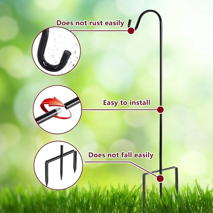 2 Pack Shepherd Hook 31 inch 1/2 inch Thick Use at Weddings, Hanging Solar Lights, Lanterns, Bird Feeders, Metal Hanger Hook (Bronze, 31 inch) U.S. Patent.