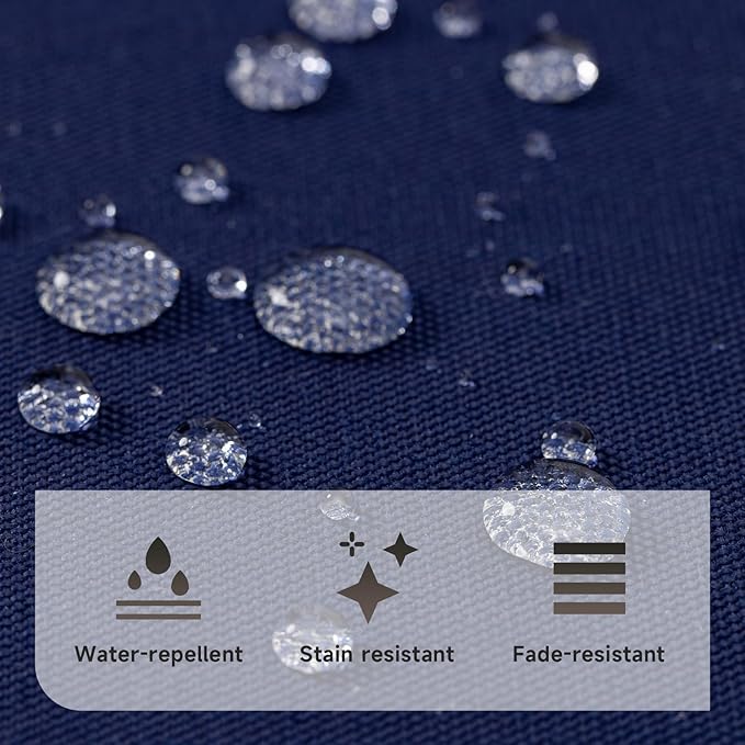 PNP FKJP 2 Pack Outdoor Chair Cushion 20" X 20" X 4", Waterproof Outdoor Seat Cushions with Non-Skid Ties, Navy (Cushion + Cover)