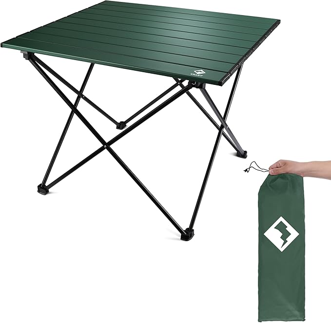 VILLEY Portable Camping Side Table, Ultralight Aluminum Folding Beach Table with Carry Bag for Outdoor Cooking, Picnic, Camp, Boat, Travel
