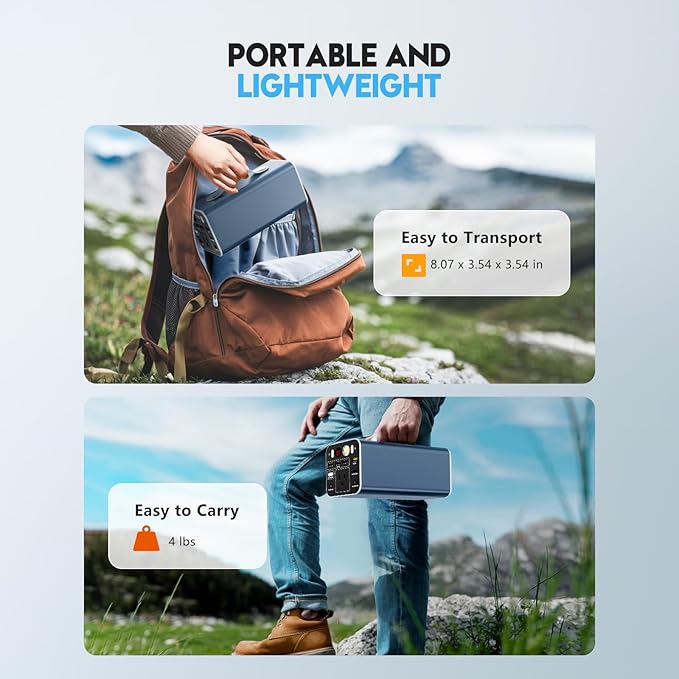 150W Portable Power Station, 42000mAh/155Wh Power Bank with AC Outlet, Dual Way 65W PD/USB-C Port, Laptop Charger Battery Backup for Outdoor Camping Home Emergency Outage