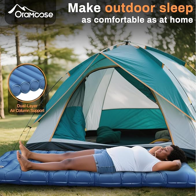 Sleeping Pad, 6 Inch Sleeping Mat Camping Self Inflating Sleeping Pad for Camping with Pillow Built-in Foot Pump, Ultralight Sleeping Pad Backpacking for Travel Hiking Tent Outdoor Adventure Camp Gear