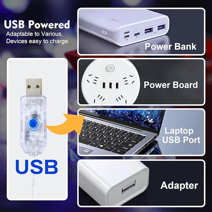 4th of July Decorations String Lights 2Pack, 16FT 50LED Red White Blue Stars Patriotic String Lights with Remote, USB & Battery Powered Fairy Light for Patriotic Memorial Day Independence Day Decor