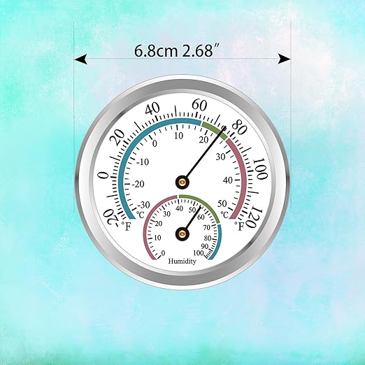 Indoor Thermometer Hygrometer Mini Analog 2 in 1 Temperature Humidity Outdoor Monitor Gauge for Home, Offices, Wall, Display Mechanical (2 Pack)