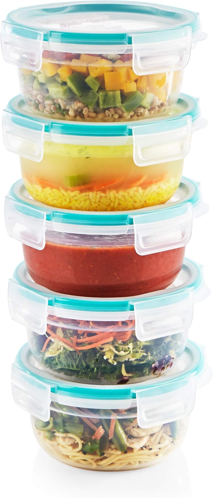 Snapware Total Solutions (5-Pack, 3.8 Cup) Plastic Food Storage Containers Set, Airtight & Leakproof Locking BPA-Free Lids Tupperware, Freezer Dishwasher Microwave Safe