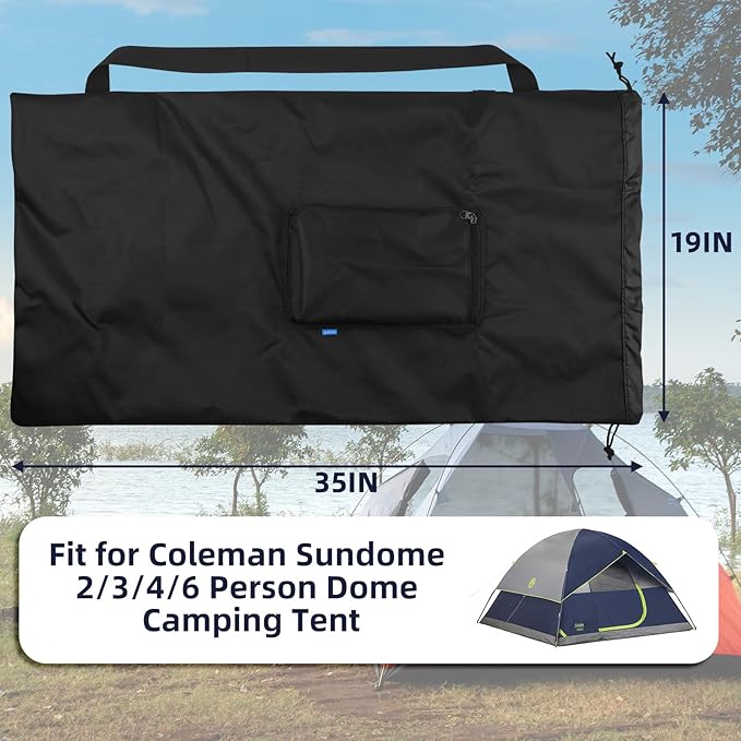 Xxerciz Storage Bag for Coleman Sundome Camping Tent, Foldable Travel Tent Carry Bag Relpacement Bag with Adjustable Shoulder Strap and Pouch for Camping Hiking Fishing 35 inches