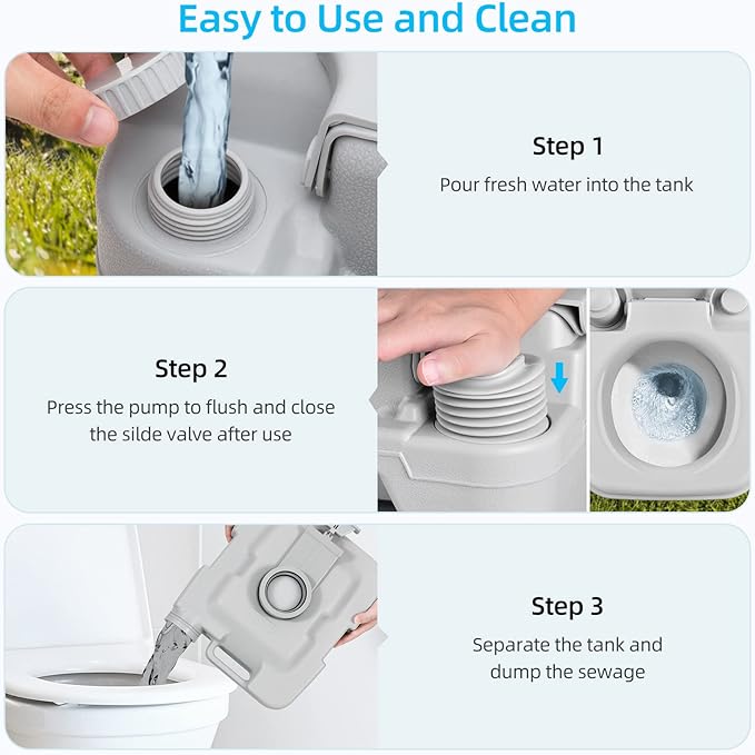 YITAHOME 2.6 Gallon Portable Toilet for Camping, RV Travel Potty with Press Flush Pump, Anti-leak Seal Ring for Travel, Boating, Hiking, Trips