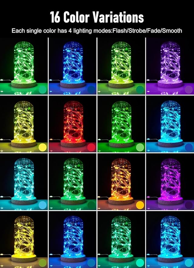 Minetom Color Changing Fairy String Lights - 33 ft 100 LED USB Silver Wire Lights with Remote and Timer, Starry Fairy Light for Bedroom Party Indoor Christmas Decoration, 16 Colors, Adapter Included