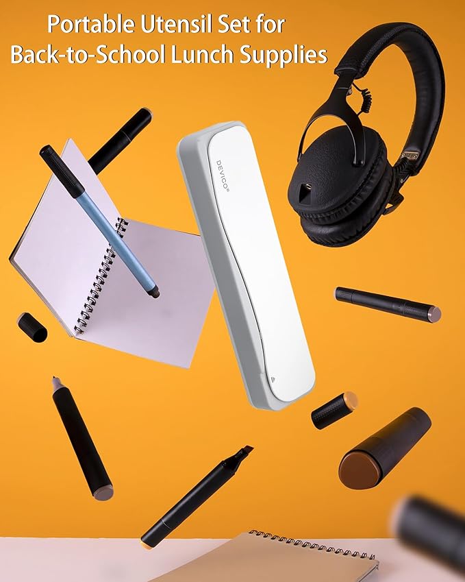 DEVICO Travel Utensils With Case, 18/8 Stainless Steel Camping Utensils, Reusable Portable Silverware Cutlery Set For Lunch Box, Include Fork Spoon Chopsticks