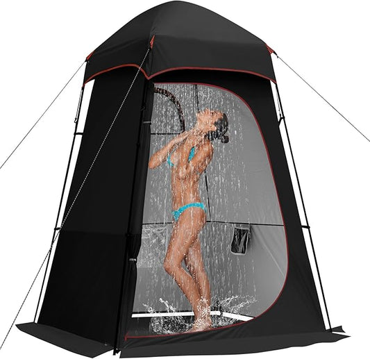 Camping Shower Tent, 7.9 FT Extra Tall Oversize Privacy Tent, Portable Outdoor Bathroom Toilet Tent with Floor, Easy Set Up Privacy Shelter for Dressing, Hiking, Fishing, UPF50+