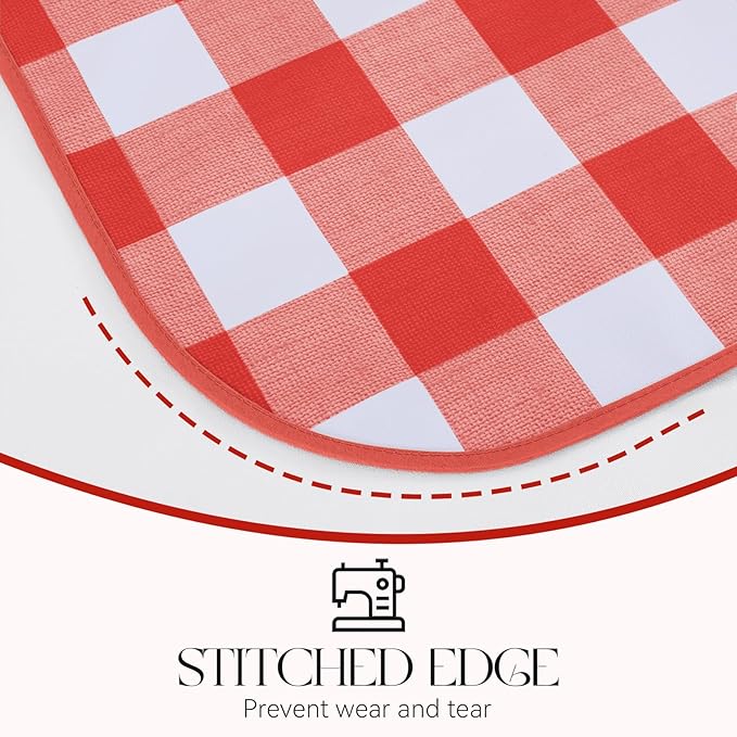 MOSAYT Rectangle Vinyl Tablecloth, 100% Waterproof Buffalo Gingham Plastic Table Cloth, Heavy Duty Wipeable Table Covers for Picnic, Outdoor, Camping - 54 x 108, Red