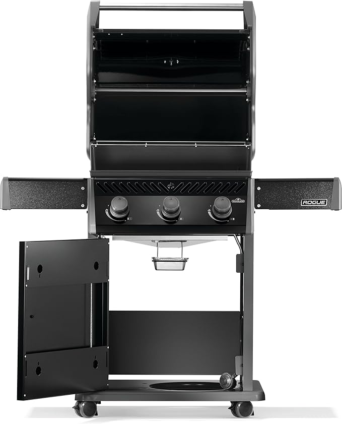 Napoleon Rogue 425 Natural Gas Grill, Black, Durable 3-Burner Outdoor BBQ