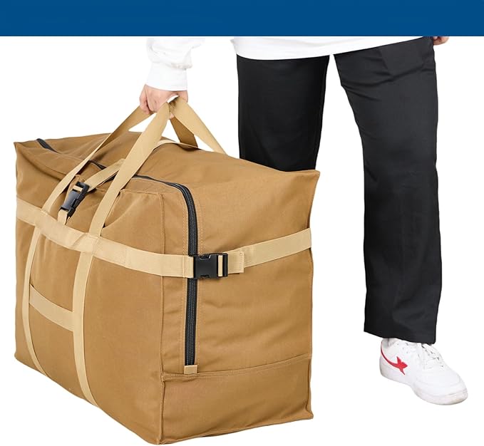 Large Duffel Bag, Waterproof Carry on Weekend Overnight Storage Bag over Luggage for Airline, Travel, Camping, Moving