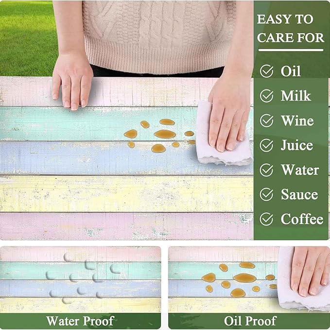 CAPSCEOLL Elastic Picnic Table Cover with Bench Covers 5Ft Waterproof Fitted Picnic Table Cover Cloths for Outdoors Camping Tablecloth with Drawstring Bag, 60X30in, Colorful Wood