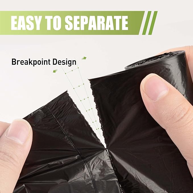 Zhuqing 3 Gallon Trash Bags, 10L Biodegradable Garbage Bags, 100 Counts Compost Wastebasket Liners Bags for Kitchen Bathroom Office, Black