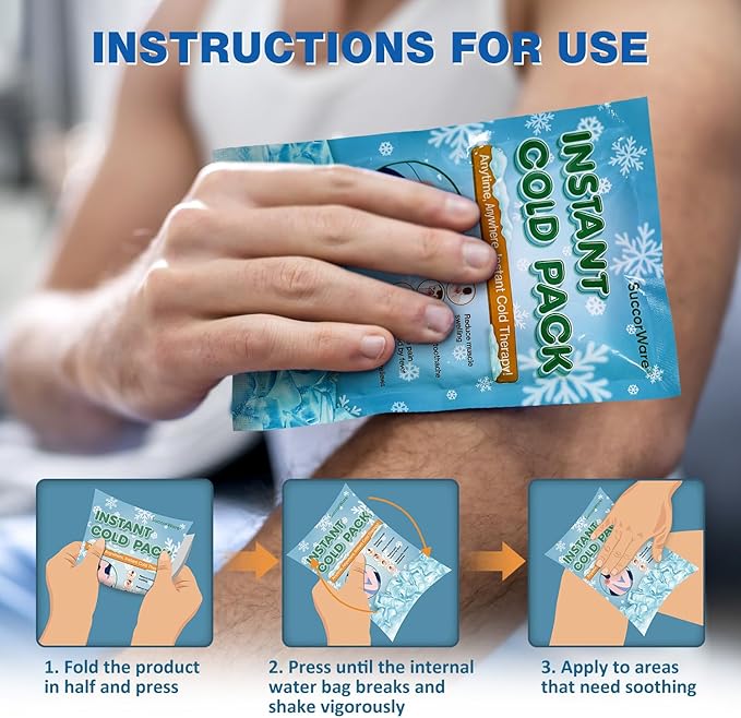 16 Packs Instant Cold Pack for Large Size (5.9" x 8.6") - Disposable First Aid Ice Packs for Injuries - Cold Compress for Pain Relief, Swelling, Toothache, Athletes & Outdoor Activities