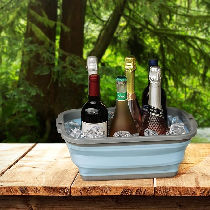 2 Pack Collapsible Sink with 2.25 Gal / 8.5L Each, Foldable Dish Tub for Washing Dishes, Camping, Hiking and Home, Portable Washing Basin