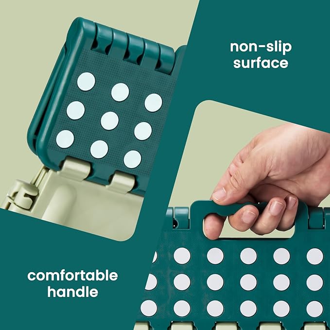 ACSTEP 13 Inch Folding Step Stool,Foldable Step Stools for Kids and Adults 300 LB Capacity, 300 LB Capacit Suitable for Kitchen Fishing,Green