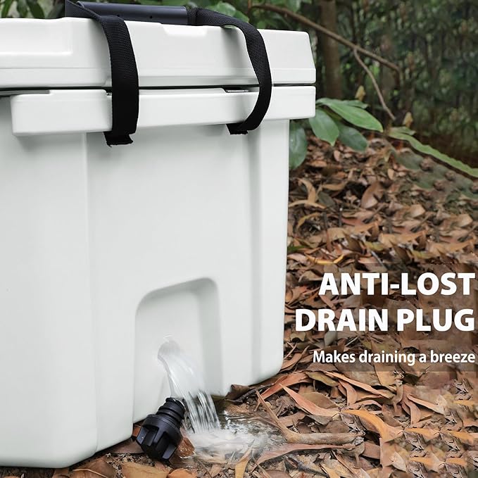 Hard Cooler, Insulated Ice Chest Box Holds Ice for More Days, Portable Cooler with Handle, Cup Holders, Double Latches for Camping Drink, Beach, Picnic, Fishing, Boat, Barbecue