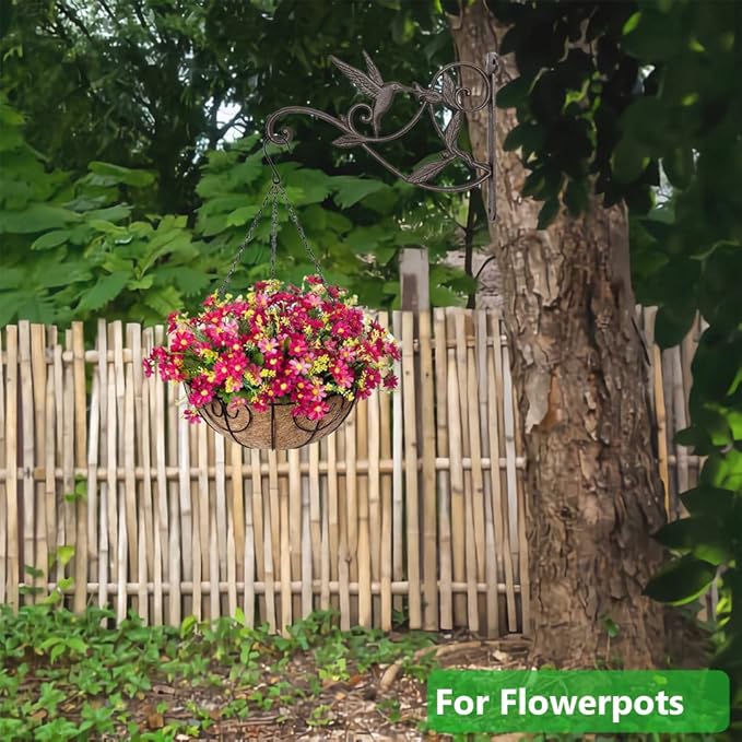 Plant Hanger Brackets Wall Mounted Cast Iron Metal Wrought Plants Hangers Hanging Decorative Hummingbird Hooks Holder for Indoor Outdoor Flower Basket Pot Planter, Bird Feeder, Wind Chimes Lantern