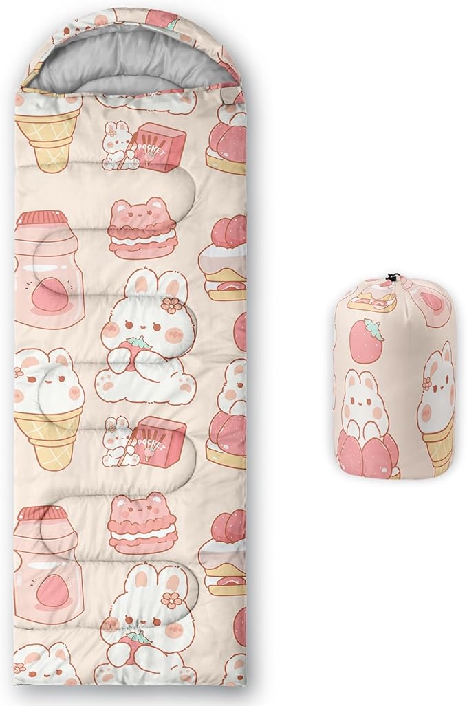 QOOMO Camping Sleeping Bags,3 Season Warm & Cool Weather,Lightweight,Waterproof Sleeping Bags for Adults & Kids,Traveling,and Outdoors,Camping Gear Equipment