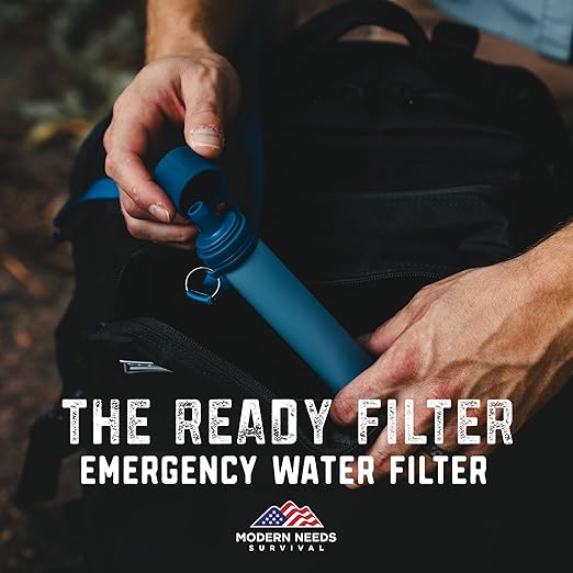 Ready Filter Personal Water Filter Straw | Backpacking Water Filter for Hiking & Camping | Portable Water Purifier Camping | Emergency Survival Gear & Camping Survival Kit | 4 Pack