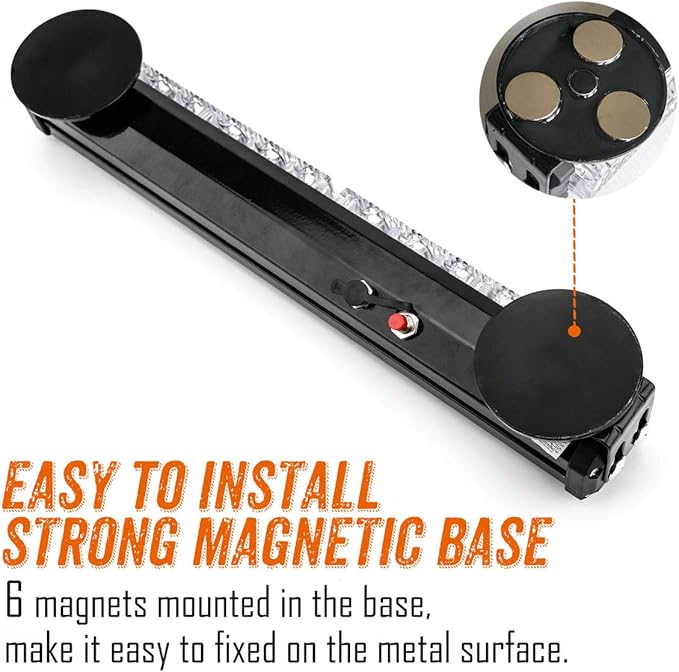 LE-JX Amber Wireless Battery Traffic Advisor Emergency Lights Bar Beacon Led Strobe Warning Light Mini Roof Top Plow Hazard Flash with Magnetic Base Mount and 12 V Rechargeable Plug (Yellow, 12 LEDs)