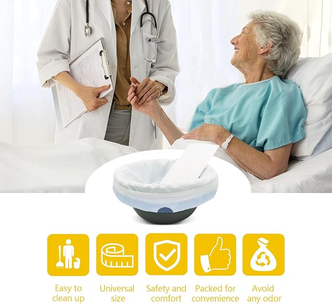 Senvok Commode Liners with Highly Absorbent Pads - 60 Pack | Lemon Scented | Leak-Proof Medical Grade Disposable Liners for Bedside Commode & Adult Toilet Care