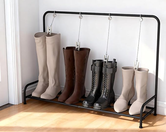 GOYLSER Cowboy Boot Rack Organizer Tall Boots, Black Free Standing Shoe Racks Metal High Boot Holder Shoe Storage for Dorm Room, Closet, Entryway, Bedroom, 33.5" x 10.6" x 24.6"