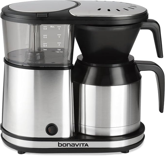 Bonavita 5 Cup Drip Coffee Maker Machine, One-Touch Pour Over, Auto Pause Brewing with Stainless Steel Double Wall Thermal Carafe, SCA Certified, Dishwasher Safe, BV1500TS