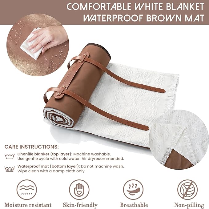 Tiny Land Picnic Blankets, 2 in1 Double Layer Waterproof Mat + Blanket, Foldable Beach Mat,Outdoor Blanket, Portable Camping Blanket, Extra Large Beach Mat, for Camping Park Beach Grass