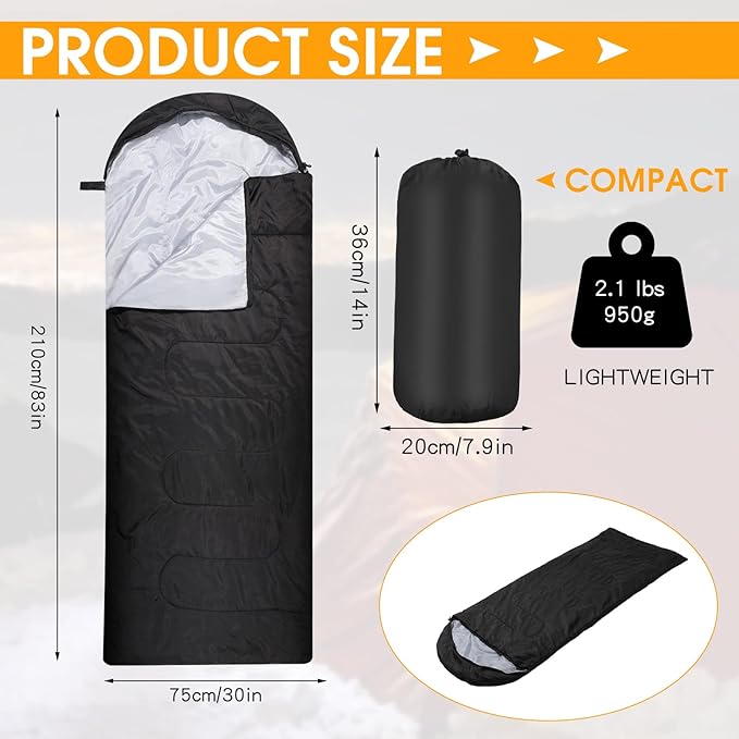 10 Pcs 0 Degree Camping Sleeping Bags Bulk for Adults Cold Weather Sleeping Bags 4 Season Warm Waterproof Lightweight with Compression Sack for Backpacking Hiking Travel Homeless