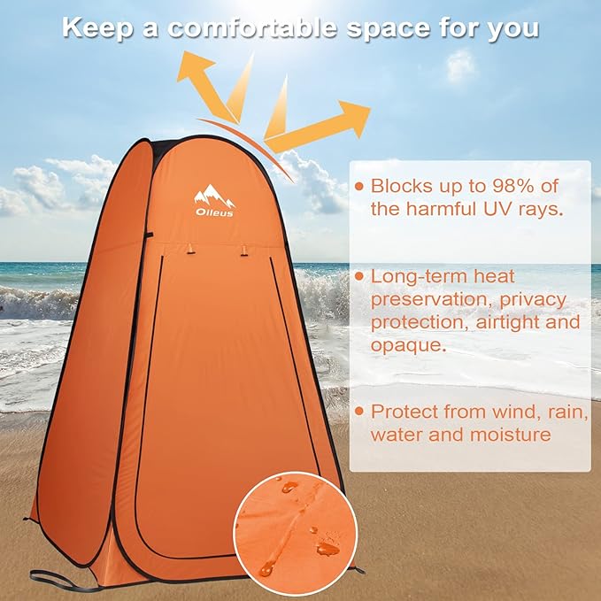 Oileus Pop Up Privacy Tent - Portable Shower Tent, Beach Changing Room, Camp Toilet, Instant Privacy Shelter - Camping, Beach, Hiking, Fishing