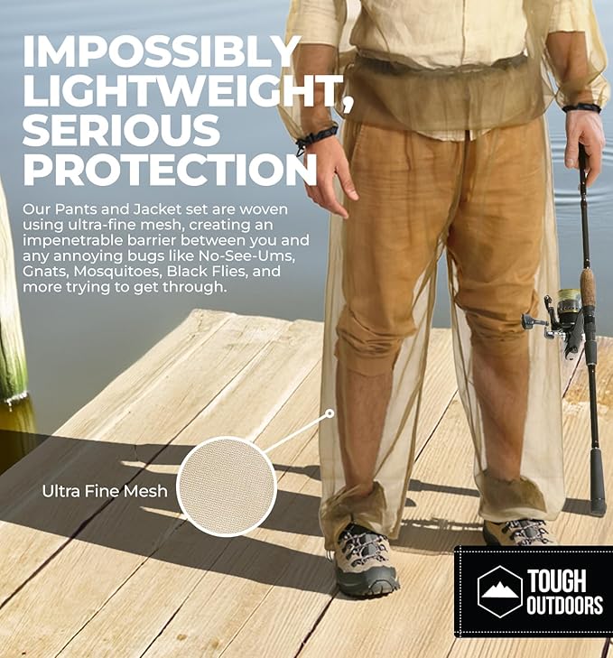Tough Outfitters Mosquito Suit Pants - Mosquito Clothing for Men & Women - Insect, Bug Proof Net Mesh Pants for Gardening & Outdoor - Protection from Flies, Tick, Gnats