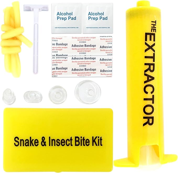 Snake Bite Kit, Bee Sting Kit, First aid kit, Venom Extractor Suction Pump, Bite and Sting First Aid for Hiking, Backpacking and Camping. (Yellow Kit)