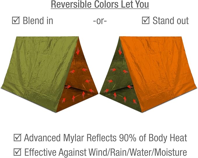 Swiss Safe 4 Pack Mylar Emergency Blankets for Survival - Compact & Insulated for Cold Weather - Designed for NASA, Outdoor, Running, Camping, Survival, First Aid Car Kit - Orange & Green, 4 Pack