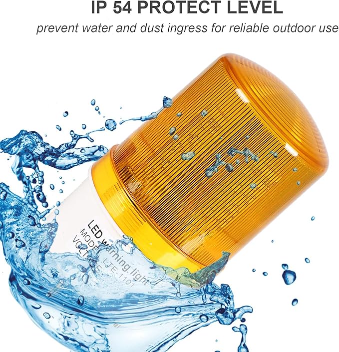 Industrial LED Rotating Strobe Beacon Warning Lights, Electrical Revolving Signal Lights for Emergency, 110v AC, Yellow, No Buzzer