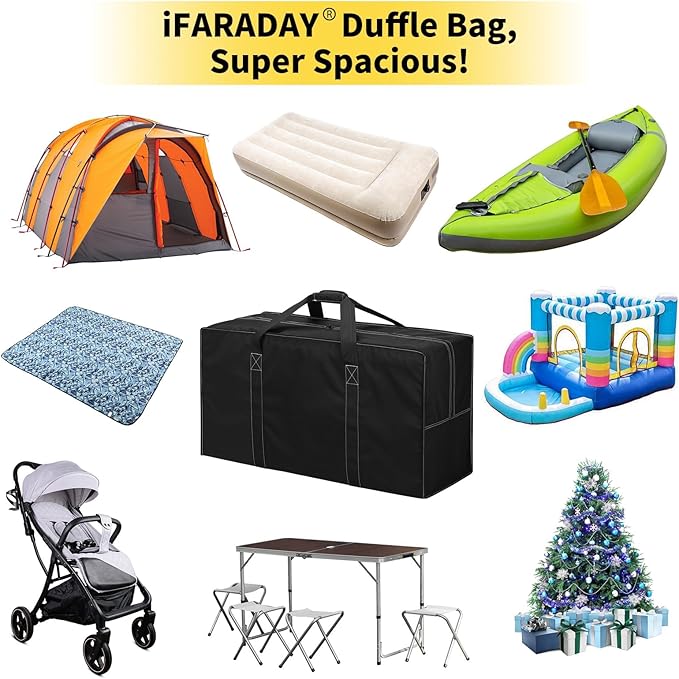 130L Extra Large Duffle Bag - 35 inch Heavy Duty & Water Resistant Duffel Bag Durable Luggage Storage Bag for Camping, Travel, Sports (Black)