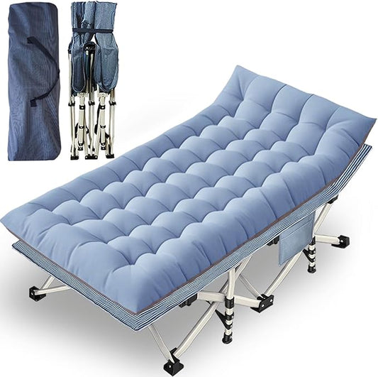 XXL Camping Cot Oversize Cots for Adults Extra Large Cots for Sleeping with Mattress Heavy Duty Camping Bed with Carry Bag Folding Cot for Hiking Camping Indoor Office Nap Vacation Easy to Set up