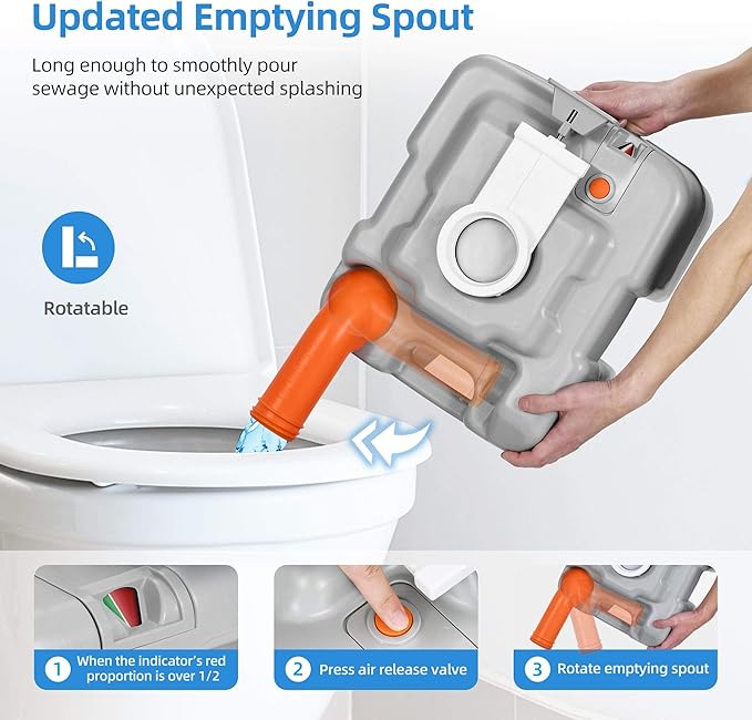 YITAHOME Portable Sink and Toilet, 17 L Hand Washing Station & 5.3 Gallon Flush Potty,for Outdoor,Camping, RV, Boat, Camper, Travel,Grey white