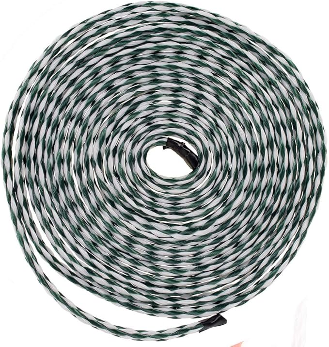 Hollow Braid Polypropylene Rope (1/4 Inch, 100 Feet, Hunter Green and White) - Barrier Rope - Trail Marking, Crowd Control, Golf Courses