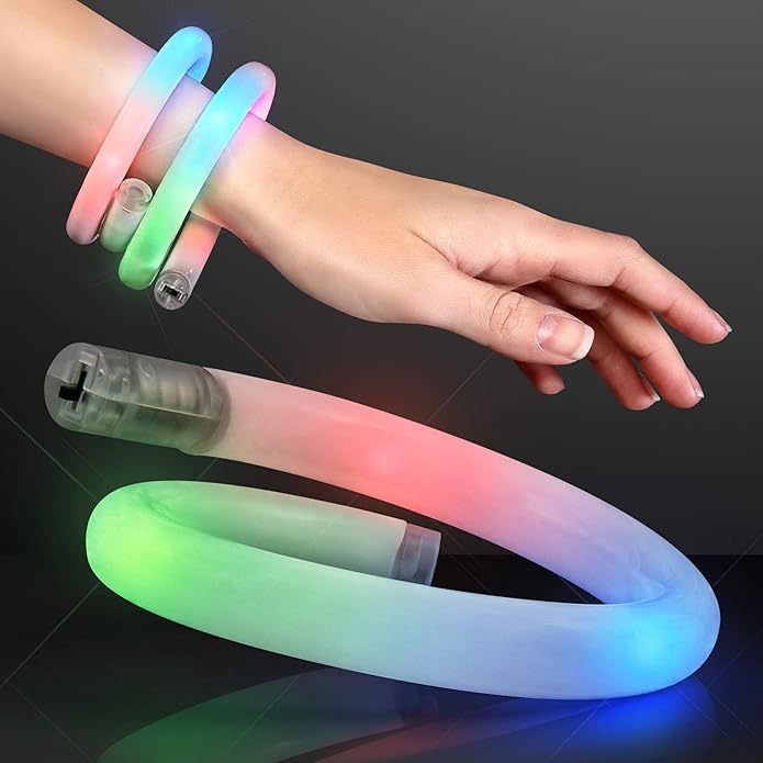 Flashing Light Up Wrap Around Tube Bracelet with Multicolor LEDs