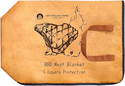 BBQ Blanket for Resting Meat, 5-Layer Insulated Meat Resting Bag for Moisture Retention and Perfect BBQ, Wide Mouth with Handle Design for Briskets, Pork Shoulders, Steaks (Brown, 15 Inch)