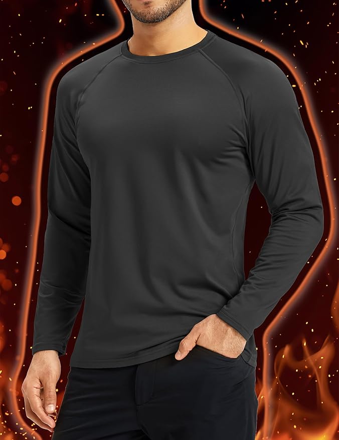 Boladeci Men's Thermal Underwear Tops Fleece Lined Base Layer Long Sleeve Shirts for Cold Weather