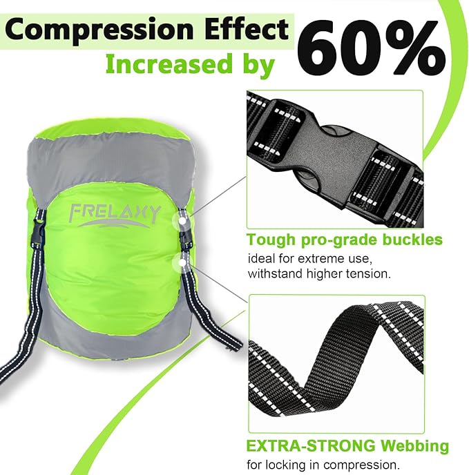 Frelaxy Compression Sack, 40% More Storage! 11L/18L/30L/45L/52L Compression Stuff Sack, Water-Resistant & Ultralight Sleeping Bag Stuff Sack - Space Saving Gear for Camping, Hiking
