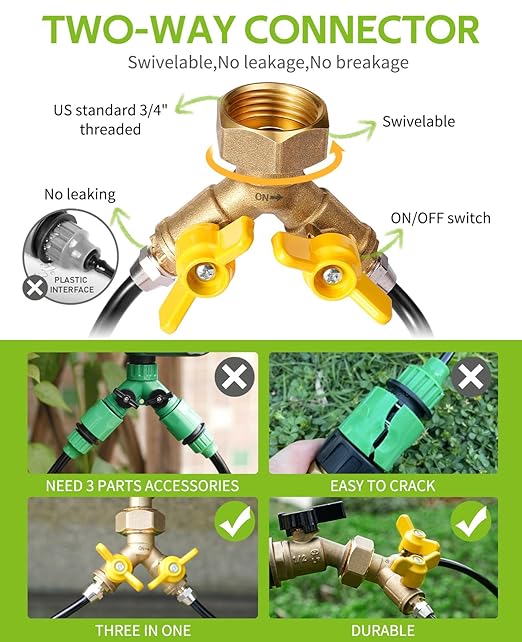 HIRALIY 100ft Drip Irrigation Kit Plant Watering System 8x5mm Blank Distribution Tubing DIY Automatic Irrigation Equipment Set for Garden Greenhouse Flower Bed Patio Lawn