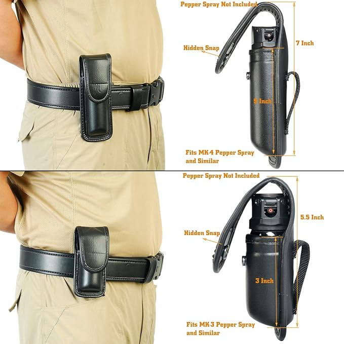Molded OC/Mace Spray Pouch for Duty Belt,OC/Mace Spray Holder Pouch with Hidden Snap,Top Flap Police Duty OC Pepper Spray Holder MK3 or MK4