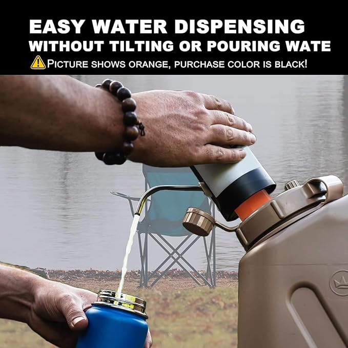 Water Pump Faucet Adapter Kit for Scepter，Camping Water Jug with Spigot for Camping and Emergency Water Jugs for Scepter Brand 10L 20L Jerry Can (Black)