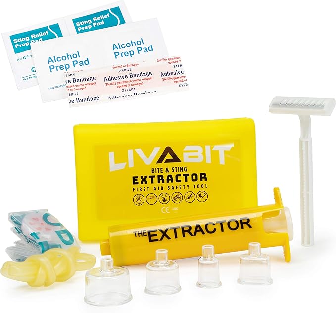 Venom Extractor Suction Pump, Snake Bite, Bee Sting Kit, Emergency First Aid Supplies for Hiking, Camping, Backpacking | Insect Bug Spider Sting & Rattlesnake Bite Treatment + Bonus CPR Shield